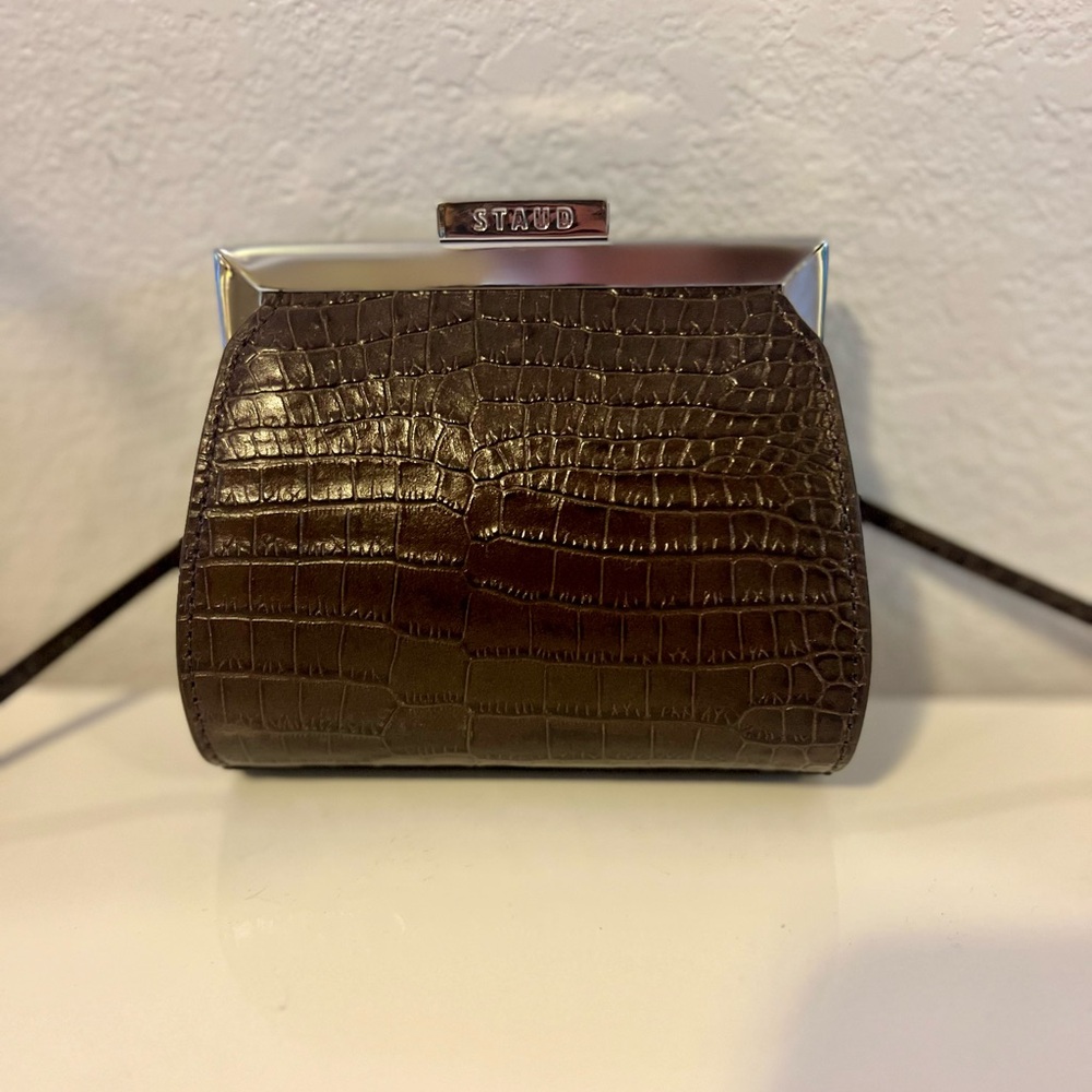 STAUD Lennon Convertible Bag | Espresso Croc Embossed